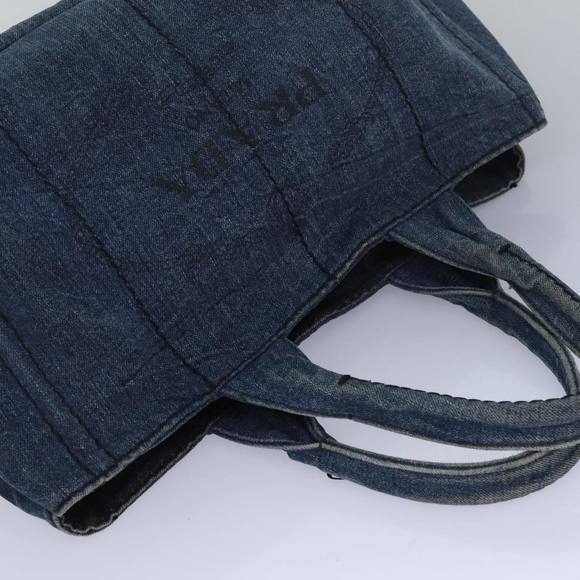 PRADA Canapa PM Hand Bag Denim Blue Auth 83344 - Picture 6 of 16